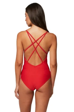 Horizon Texture Cross Strap Plunge One Piece