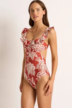 Inez Cut Out Frill One Piece