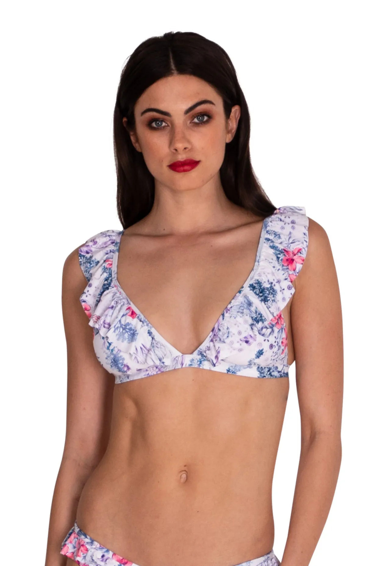 Vintage Toile Frill Tri Bra Top